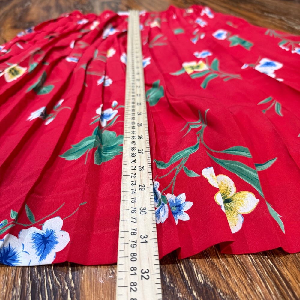 VTG Alfred Dunner Red Floral 2 Pc Set Pleated Skirt Button Down Shirt Size 14 16 - Picture 9 of 10